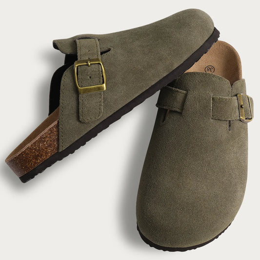 Comwarm Suede Mules Slippers - Army Green B