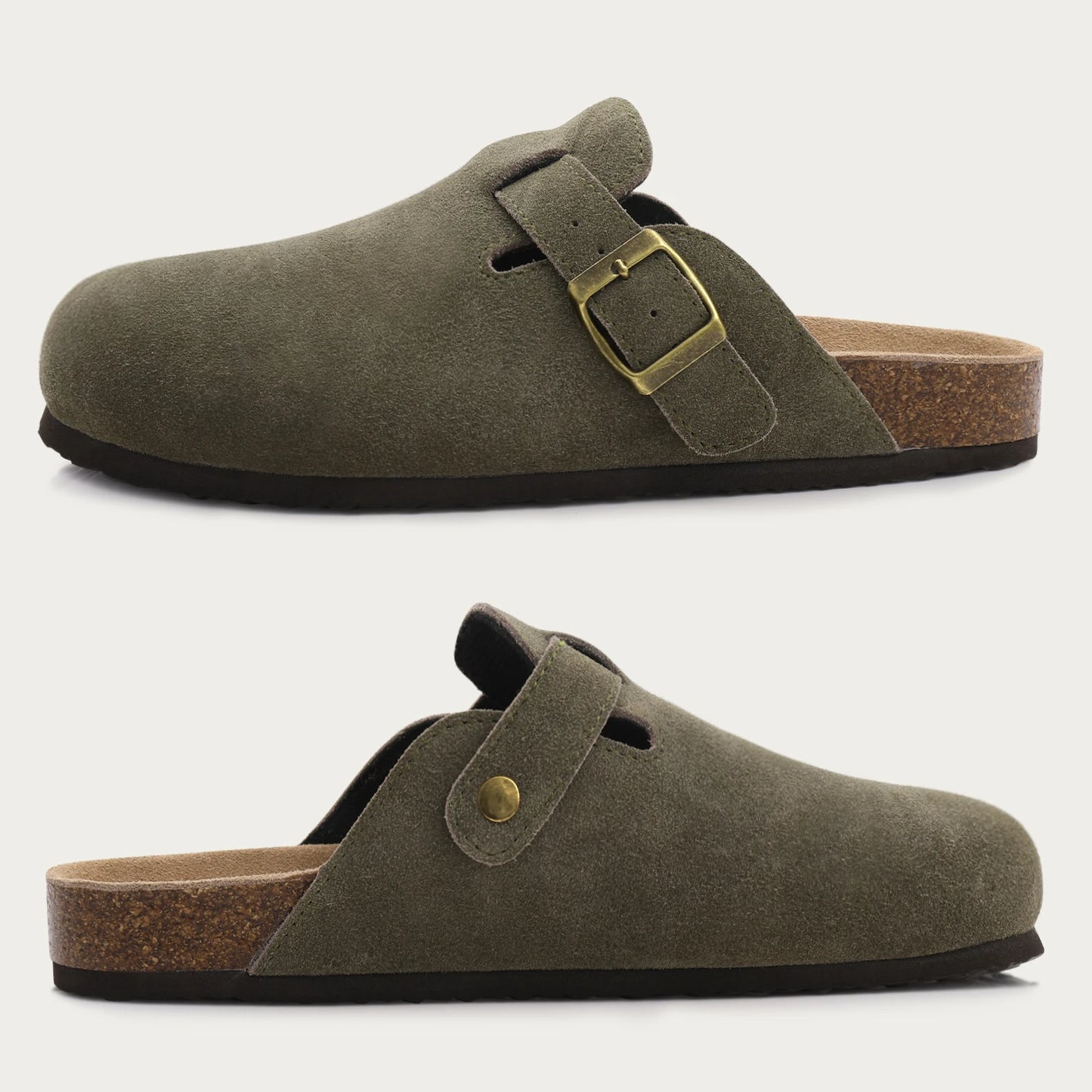 Comwarm Suede Mules Slippers - Army Green B