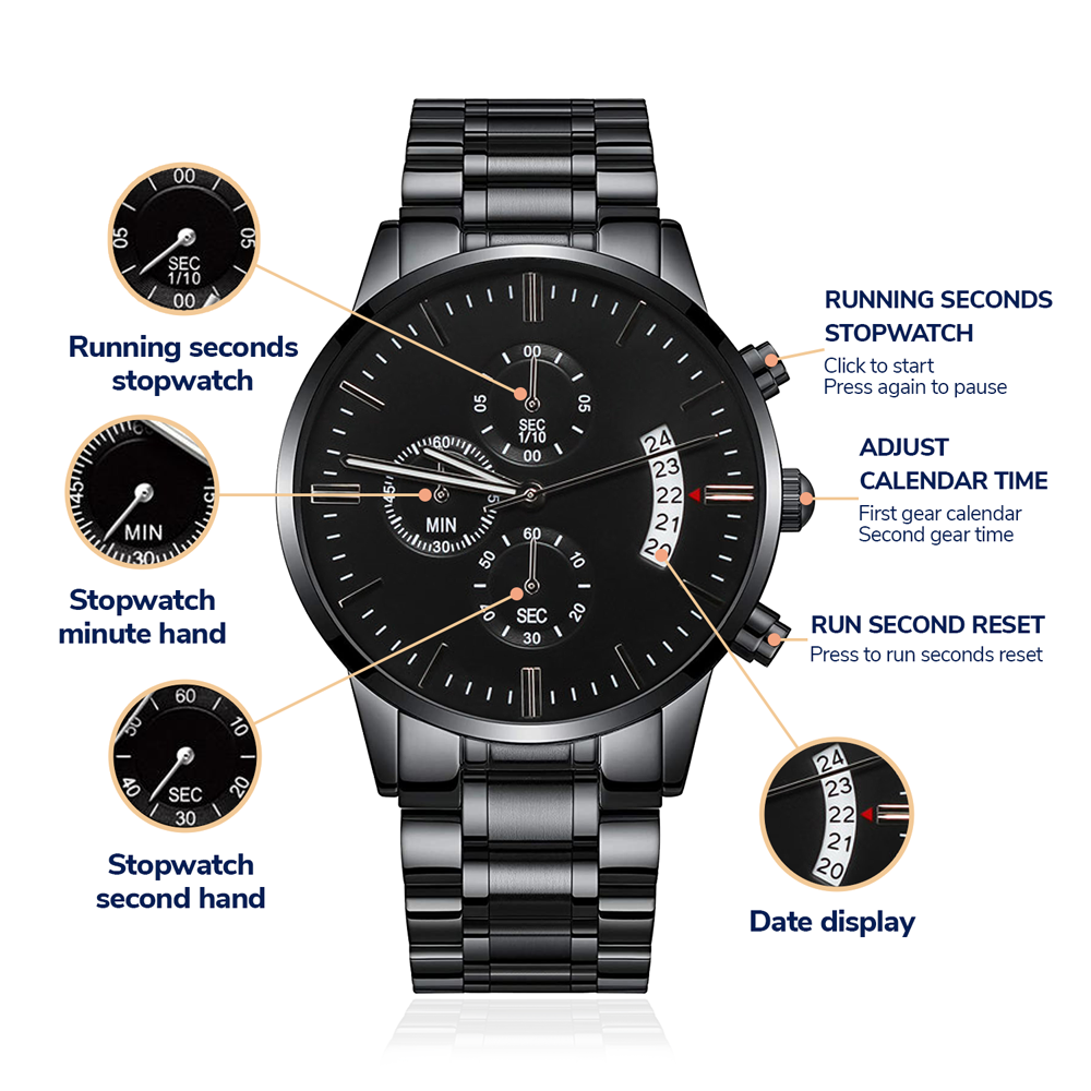 Chronograph Black Timepiece with Luxury Box