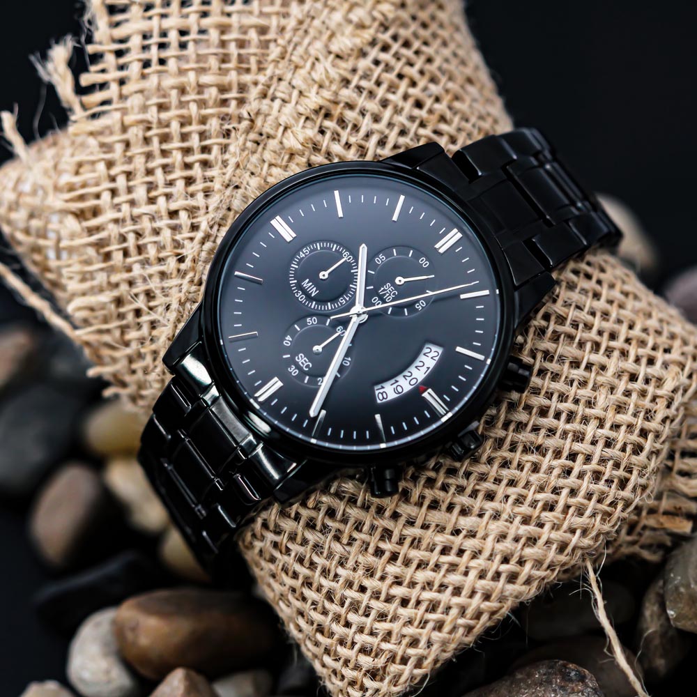 Chronograph Black Timepiece with Luxury Box