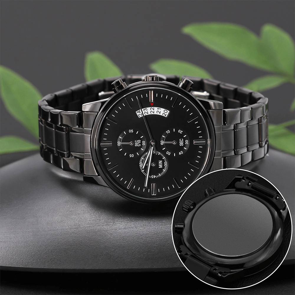 Chronograph Black Timepiece with Luxury Box