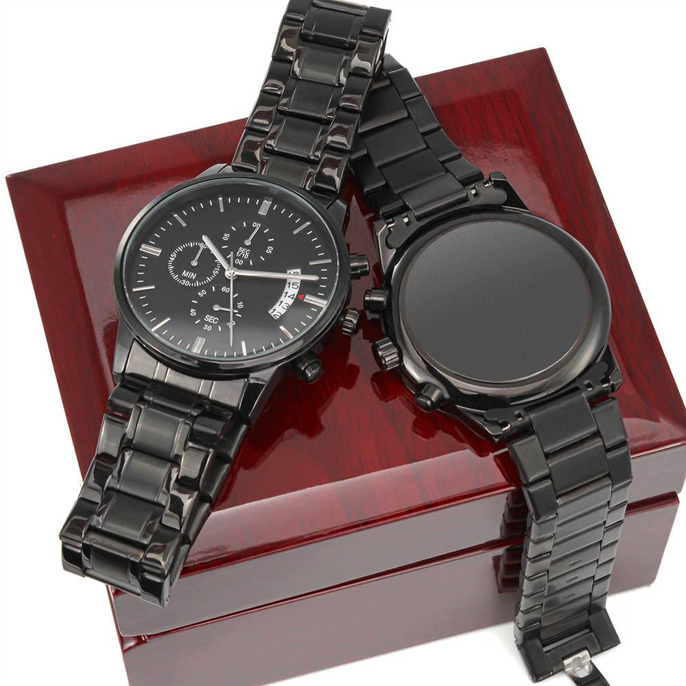 Chronograph Black Timepiece with Luxury Box