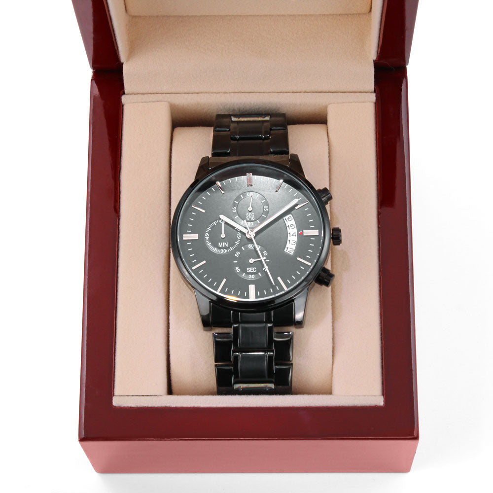 Chronograph Black Timepiece with Luxury Box