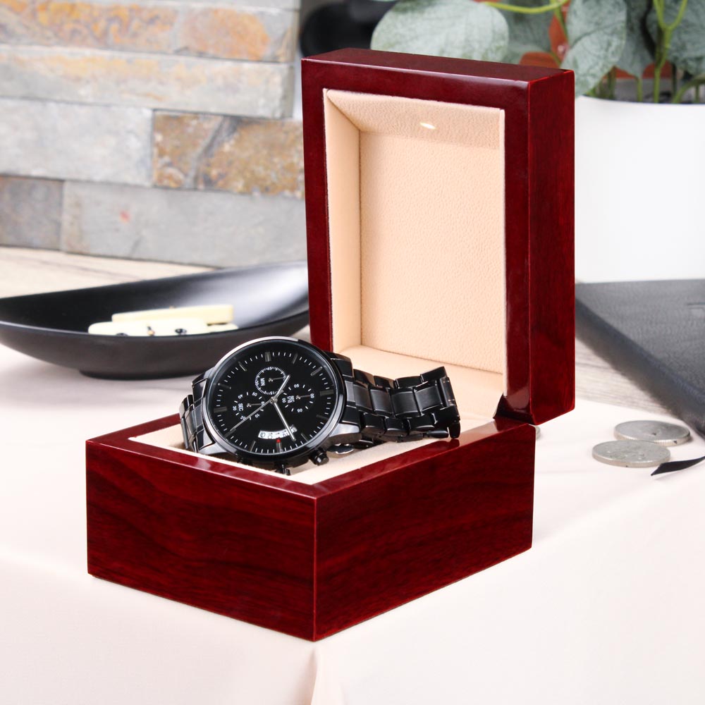 Chronograph Black Timepiece with Luxury Box