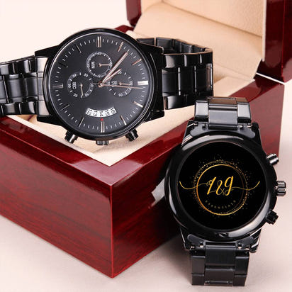 Chronograph Black Timepiece with Luxury Box
